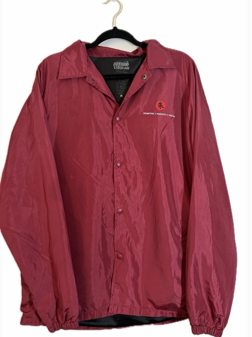 Primitive Maroon Snap-Front Naruto Jacket